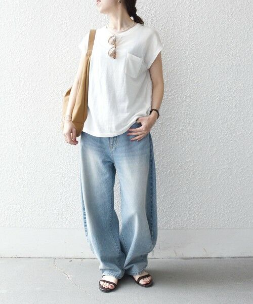 SHIPS / シップス Tシャツ | SHIPS any:〈洗濯機可能〉シアー 裏毛 クルーネック フレンチ スリーブ TEE | 詳細1