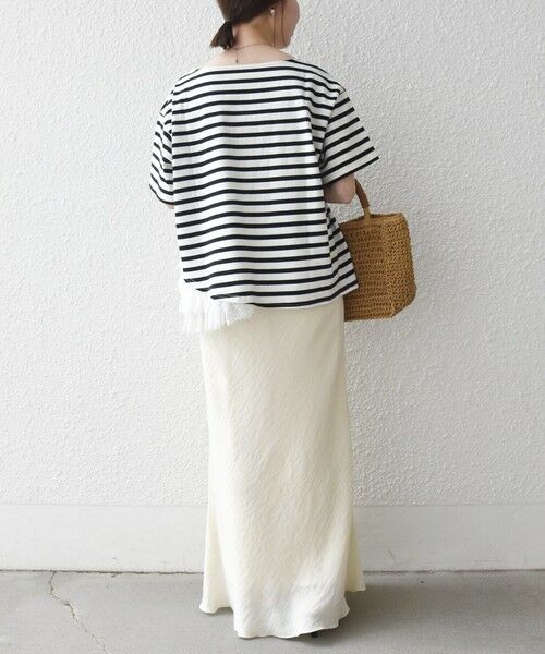SHIPS / シップス カットソー | 《予約》SHIPS any:〈洗濯機可能〉レース ヘム アシンメトリー ショートスリーブ TEE | 詳細2