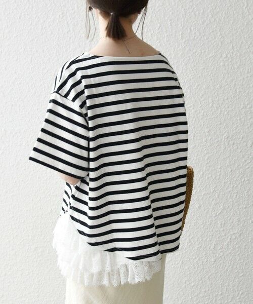 SHIPS / シップス カットソー | 《予約》SHIPS any:〈洗濯機可能〉レース ヘム アシンメトリー ショートスリーブ TEE | 詳細5