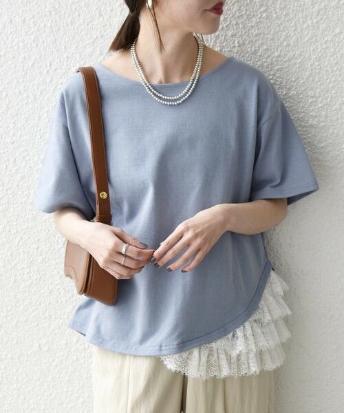 SHIPS / シップス カットソー | 《予約》SHIPS any:〈洗濯機可能〉レース ヘム アシンメトリー ショートスリーブ TEE | 詳細15