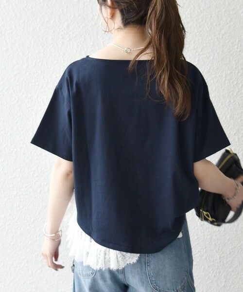 SHIPS / シップス カットソー | 《予約》SHIPS any:〈洗濯機可能〉レース ヘム アシンメトリー ショートスリーブ TEE | 詳細20