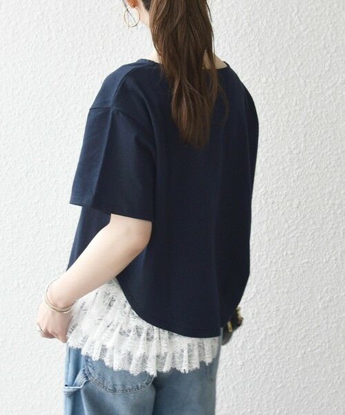 SHIPS / シップス カットソー | 《予約》SHIPS any:〈洗濯機可能〉レース ヘム アシンメトリー ショートスリーブ TEE | 詳細21