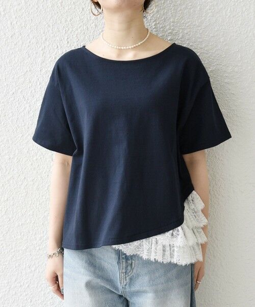 SHIPS / シップス カットソー | 《予約》SHIPS any:〈洗濯機可能〉レース ヘム アシンメトリー ショートスリーブ TEE | 詳細24