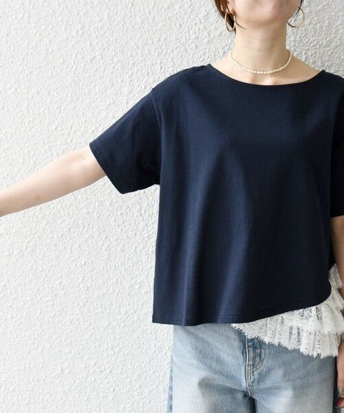 SHIPS / シップス カットソー | 《予約》SHIPS any:〈洗濯機可能〉レース ヘム アシンメトリー ショートスリーブ TEE | 詳細27