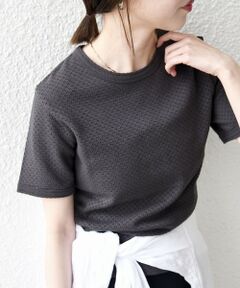 SHIPS / シップス Tシャツ | 《予約》SHIPS any:〈洗濯機可能〉透かし レース 半袖 クルーネック Tシャツ