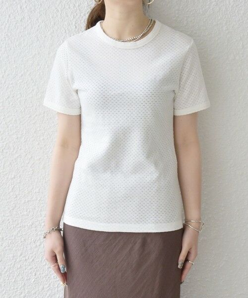 SHIPS / シップス Tシャツ | 《予約》SHIPS any:〈洗濯機可能〉透かし レース 半袖 クルーネック Tシャツ | 詳細13