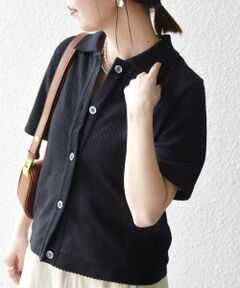 SHIPS / シップス カーディガン・ボレロ | 《予約》SHIPS any:〈洗濯機可能〉透かし レース 半袖 ポロシャツ カーディガン