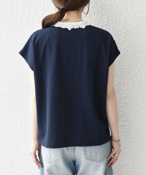 SHIPS / シップス カットソー | 《予約》SHIPS any:〈洗濯機可能〉レース カラー フレンチスリーブ ポロ プルオーバー | 詳細26