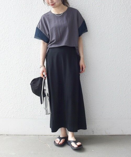 SHIPS / シップス Tシャツ | 《予約》SHIPS any:〈手洗い可能〉カノコ チュール コンビ ワイド TEE | 詳細1