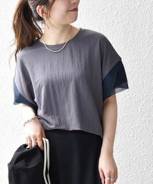SHIPS / シップス Tシャツ | 《予約》SHIPS any:〈手洗い可能〉カノコ チュール コンビ ワイド TEE | 詳細4