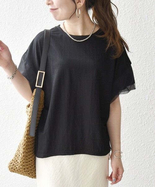 SHIPS / シップス Tシャツ | 《予約》SHIPS any:〈手洗い可能〉カノコ チュール コンビ ワイド TEE | 詳細15