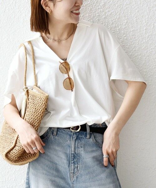 SHIPS / シップス Tシャツ | 《予約》SHIPS any:〈洗濯機可能〉ジャージー ワイド スキッパー ポロ プルオーバー | 詳細10