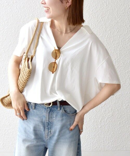 SHIPS / シップス Tシャツ | 《予約》SHIPS any:〈洗濯機可能〉ジャージー ワイド スキッパー ポロ プルオーバー | 詳細9