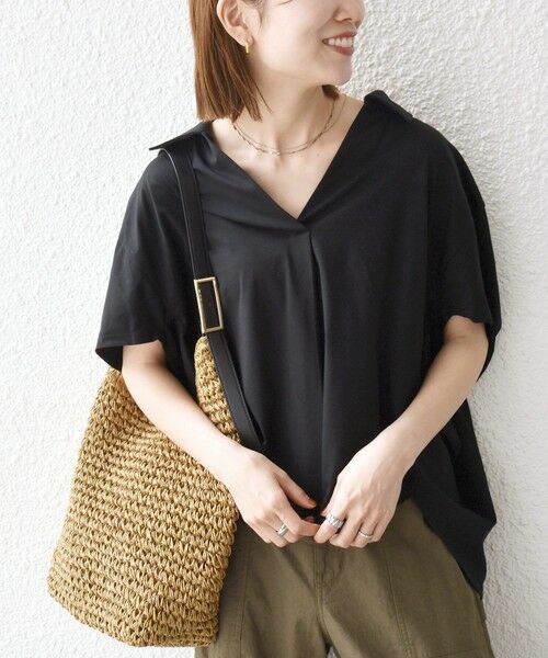 SHIPS / シップス Tシャツ | 《予約》SHIPS any:〈洗濯機可能〉ジャージー ワイド スキッパー ポロ プルオーバー | 詳細24