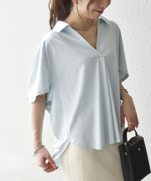 SHIPS / シップス Tシャツ | 《予約》SHIPS any:〈洗濯機可能〉ジャージー ワイド スキッパー ポロ プルオーバー | 詳細30