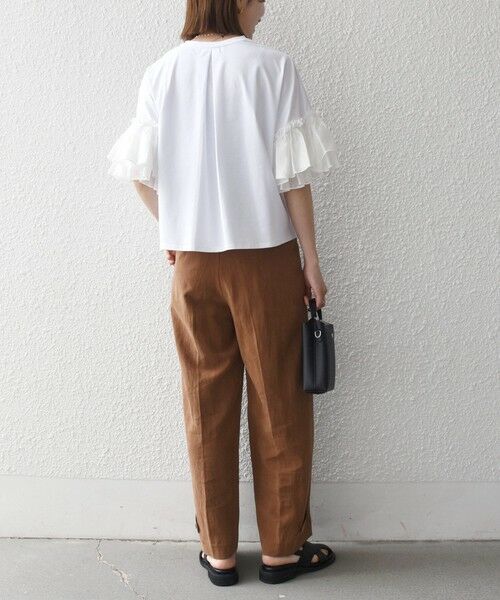 SHIPS / シップス Tシャツ | 《予約》SHIPS any:〈洗濯機可能〉フリル スリーブ クルーネック コンパクト TEE | 詳細2