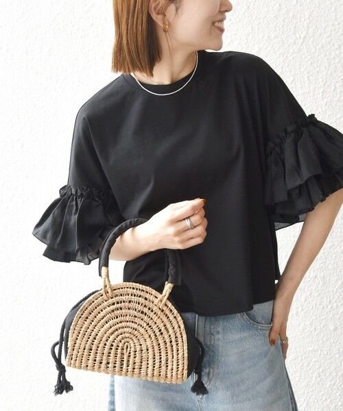 SHIPS / シップス Tシャツ | 《予約》SHIPS any:〈洗濯機可能〉フリル スリーブ クルーネック コンパクト TEE | 詳細13