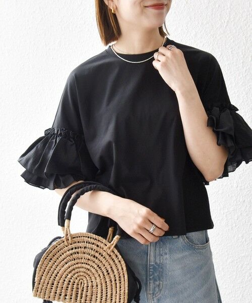 SHIPS / シップス Tシャツ | 《予約》SHIPS any:〈洗濯機可能〉フリル スリーブ クルーネック コンパクト TEE | 詳細14