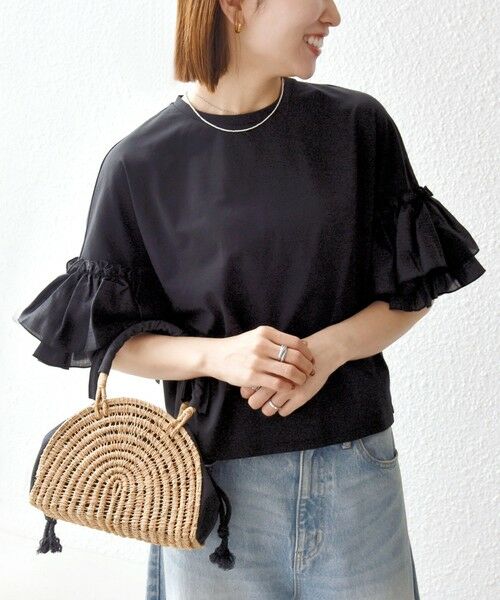 SHIPS / シップス Tシャツ | 《予約》SHIPS any:〈洗濯機可能〉フリル スリーブ クルーネック コンパクト TEE | 詳細15