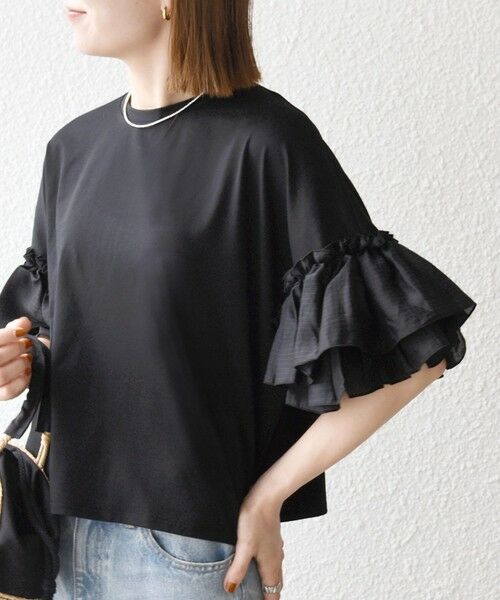 SHIPS / シップス Tシャツ | 《予約》SHIPS any:〈洗濯機可能〉フリル スリーブ クルーネック コンパクト TEE | 詳細19