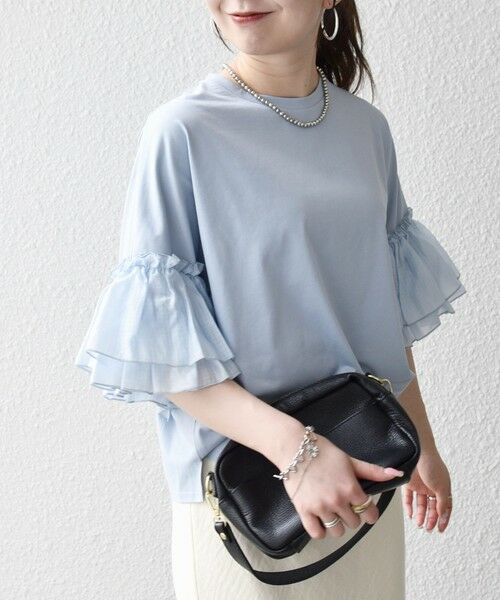 SHIPS / シップス Tシャツ | 《予約》SHIPS any:〈洗濯機可能〉フリル スリーブ クルーネック コンパクト TEE | 詳細27