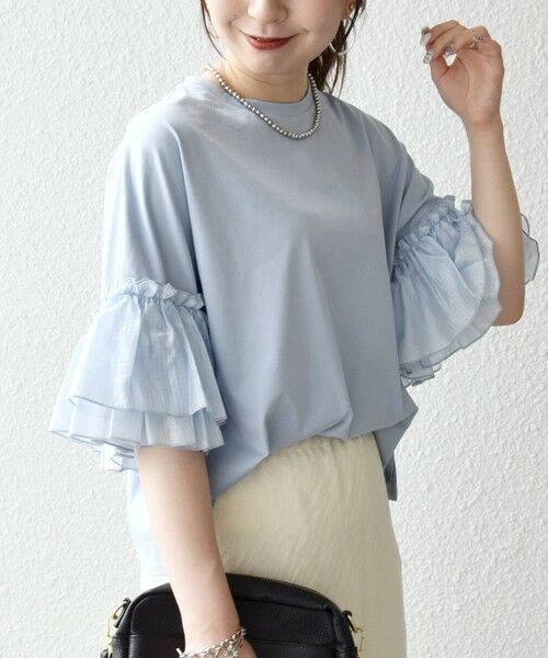 SHIPS / シップス Tシャツ | 《予約》SHIPS any:〈洗濯機可能〉フリル スリーブ クルーネック コンパクト TEE | 詳細28