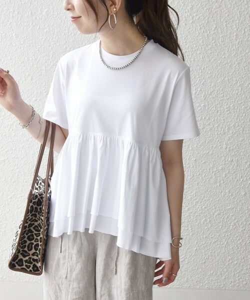 SHIPS / シップス Tシャツ | 《予約》SHIPS any:〈洗濯機可能〉ジャージー ダブルヘム ペプラム TEE | 詳細5