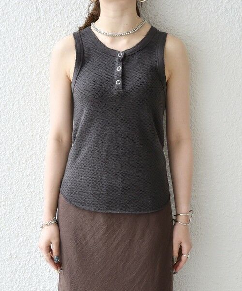 SHIPS / シップス タンクトップ | 《予約》SHIPS any:〈洗濯機可能〉透かし レース ヘンリーネック ノースリーブ タンク | 詳細21