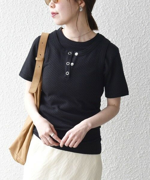 SHIPS / シップス タンクトップ | 《予約》SHIPS any:〈洗濯機可能〉透かし レース ヘンリーネック ノースリーブ タンク | 詳細27