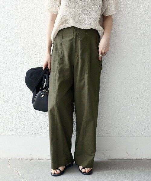 SHIPS / シップス その他パンツ | 《予約》SHIPS any:〈洗濯機可能〉コットン リネン ペインター ワイド パンツ（オリーブ）