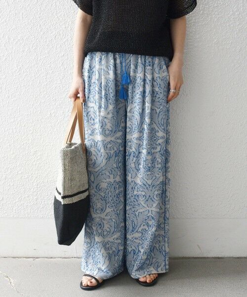 SHIPS / シップス その他パンツ | 《予約》SHIPS any:〈手洗い可能〉メッシュ ジャカード イージー ワイド パンツ（ブルー）