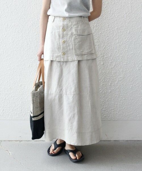 SHIPS / シップス ロング・マキシ丈スカート | 《予約》SHIPS any:〈洗濯機可能〉コットン リネン Aライン ラップ スカート | 詳細3