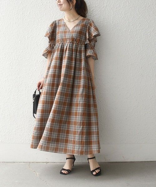 SHIPS / シップス ロング・マキシ丈ワンピース | SHIPS any:〈洗濯機可能〉コットン チェック ウエスト ギャザー ワンピース | 詳細2