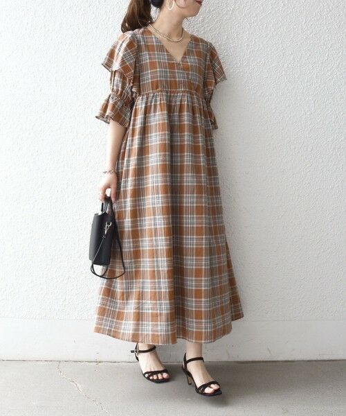 SHIPS / シップス ロング・マキシ丈ワンピース | SHIPS any:〈洗濯機可能〉コットン チェック ウエスト ギャザー ワンピース | 詳細5