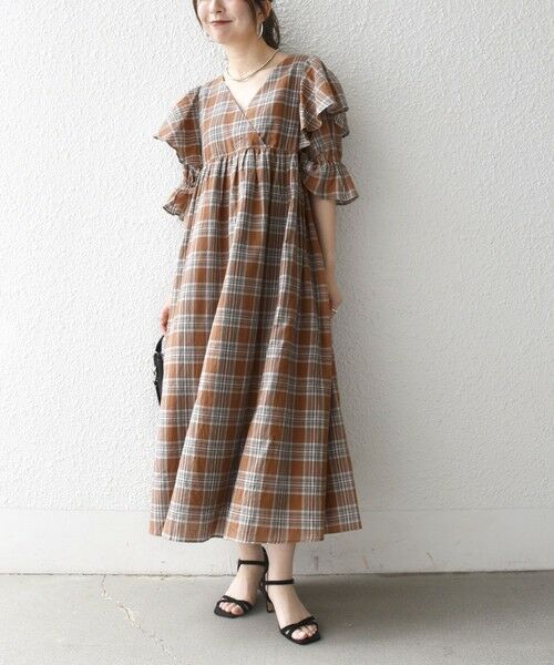 SHIPS / シップス ロング・マキシ丈ワンピース | SHIPS any:〈洗濯機可能〉コットン チェック ウエスト ギャザー ワンピース | 詳細7