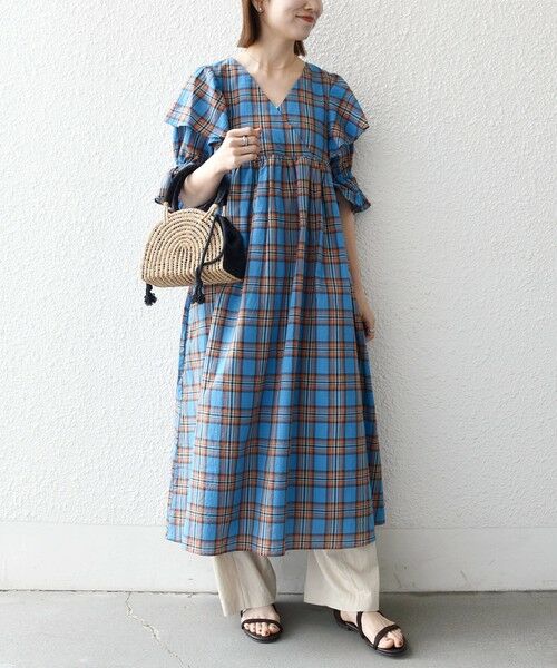 SHIPS / シップス ロング・マキシ丈ワンピース | SHIPS any:〈洗濯機可能〉コットン チェック ウエスト ギャザー ワンピース | 詳細2
