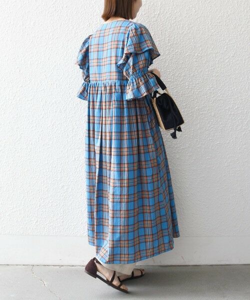 SHIPS / シップス ロング・マキシ丈ワンピース | SHIPS any:〈洗濯機可能〉コットン チェック ウエスト ギャザー ワンピース | 詳細4