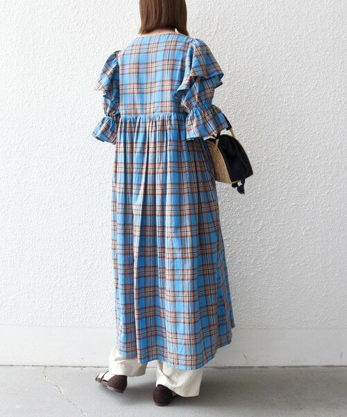 SHIPS / シップス ロング・マキシ丈ワンピース | SHIPS any:〈洗濯機可能〉コットン チェック ウエスト ギャザー ワンピース | 詳細5