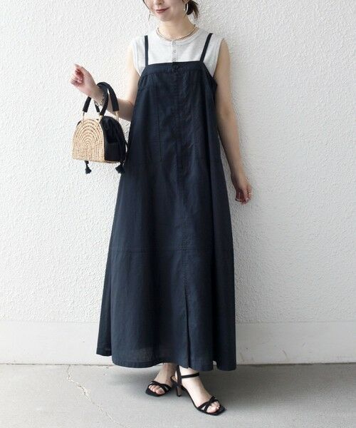 SHIPS / シップス ロング・マキシ丈ワンピース | 《予約》SHIPS any:〈洗濯機可能〉コットン リネン テントライン キャミ ワンピース | 詳細1