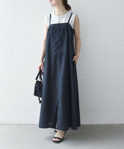SHIPS / シップス ロング・マキシ丈ワンピース | 《予約》SHIPS any:〈洗濯機可能〉コットン リネン テントライン キャミ ワンピース | 詳細4