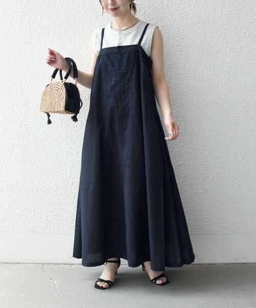 SHIPS / シップス ロング・マキシ丈ワンピース | 《予約》SHIPS any:〈洗濯機可能〉コットン リネン テントライン キャミ ワンピース | 詳細5