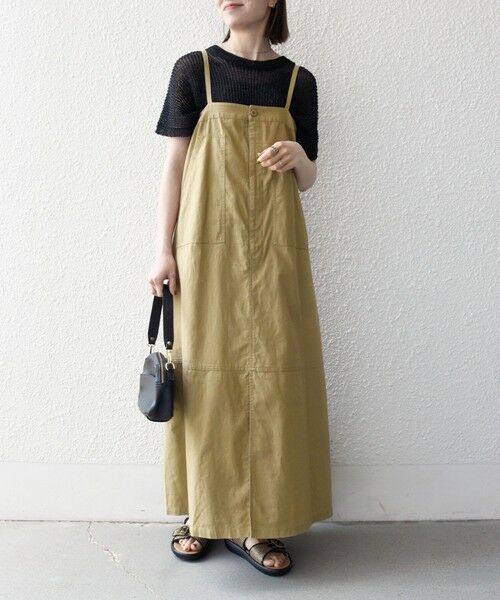 SHIPS / シップス ロング・マキシ丈ワンピース | 《予約》SHIPS any:〈洗濯機可能〉コットン リネン テントライン キャミ ワンピース（ベージュ）