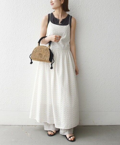 SHIPS / シップス ロング・マキシ丈ワンピース | 《予約》SHIPS any:〈洗濯機可能〉ラメ ジャカード タッセル キャミ ワンピース | 詳細2