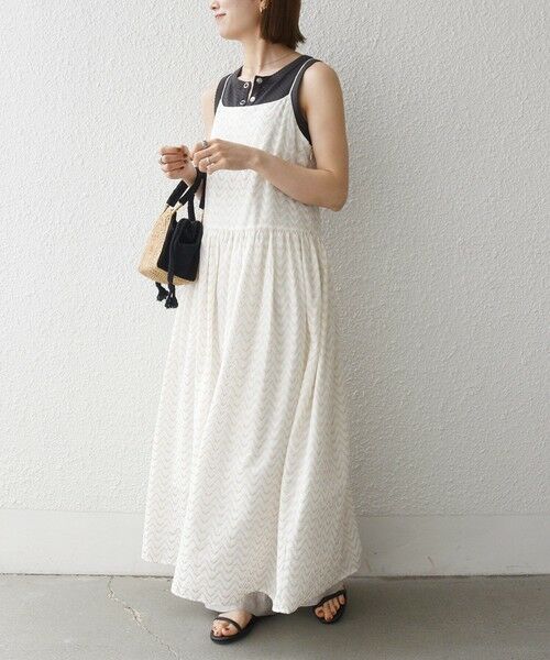 SHIPS / シップス ロング・マキシ丈ワンピース | 《予約》SHIPS any:〈洗濯機可能〉ラメ ジャカード タッセル キャミ ワンピース | 詳細5