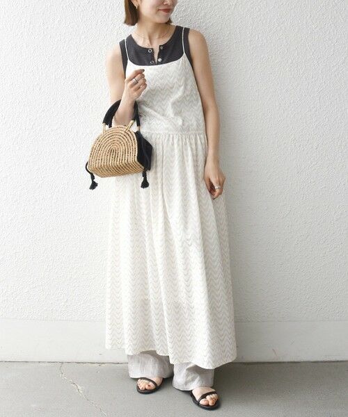SHIPS / シップス ロング・マキシ丈ワンピース | 《予約》SHIPS any:〈洗濯機可能〉ラメ ジャカード タッセル キャミ ワンピース | 詳細6
