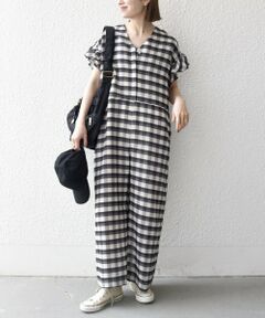 SHIPS / シップス サロペット・オールインワン | 《予約》SHIPS any:〈洗濯機可能〉カラミ Vネック フレンチスリーブ オールインワン