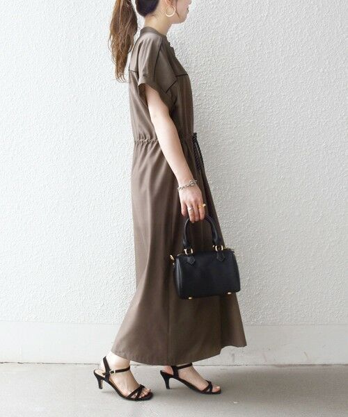 SHIPS / シップス ロング・マキシ丈ワンピース | 《予約》SHIPS any:〈防しわ/接触冷感/洗濯機可能〉ファンクション パイピング ドロスト ワンピース | 詳細10