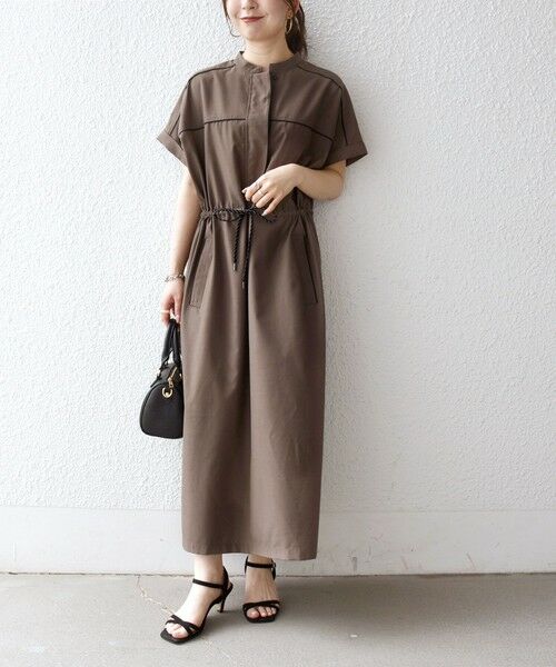 SHIPS / シップス ロング・マキシ丈ワンピース | 《予約》SHIPS any:〈防しわ/接触冷感/洗濯機可能〉ファンクション パイピング ドロスト ワンピース | 詳細12
