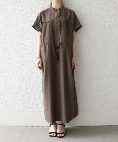 SHIPS / シップス ロング・マキシ丈ワンピース | 《予約》SHIPS any:〈防しわ/接触冷感/洗濯機可能〉ファンクション パイピング ドロスト ワンピース | 詳細16