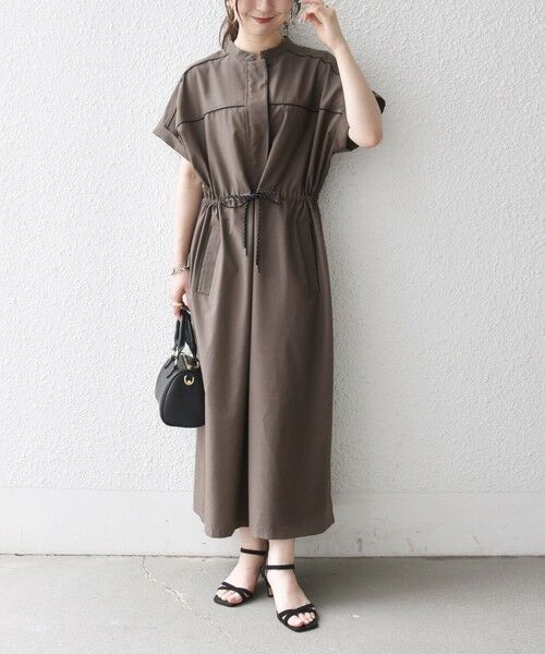 SHIPS / シップス ロング・マキシ丈ワンピース | 《予約》SHIPS any:〈防しわ/接触冷感/洗濯機可能〉ファンクション パイピング ドロスト ワンピース | 詳細8